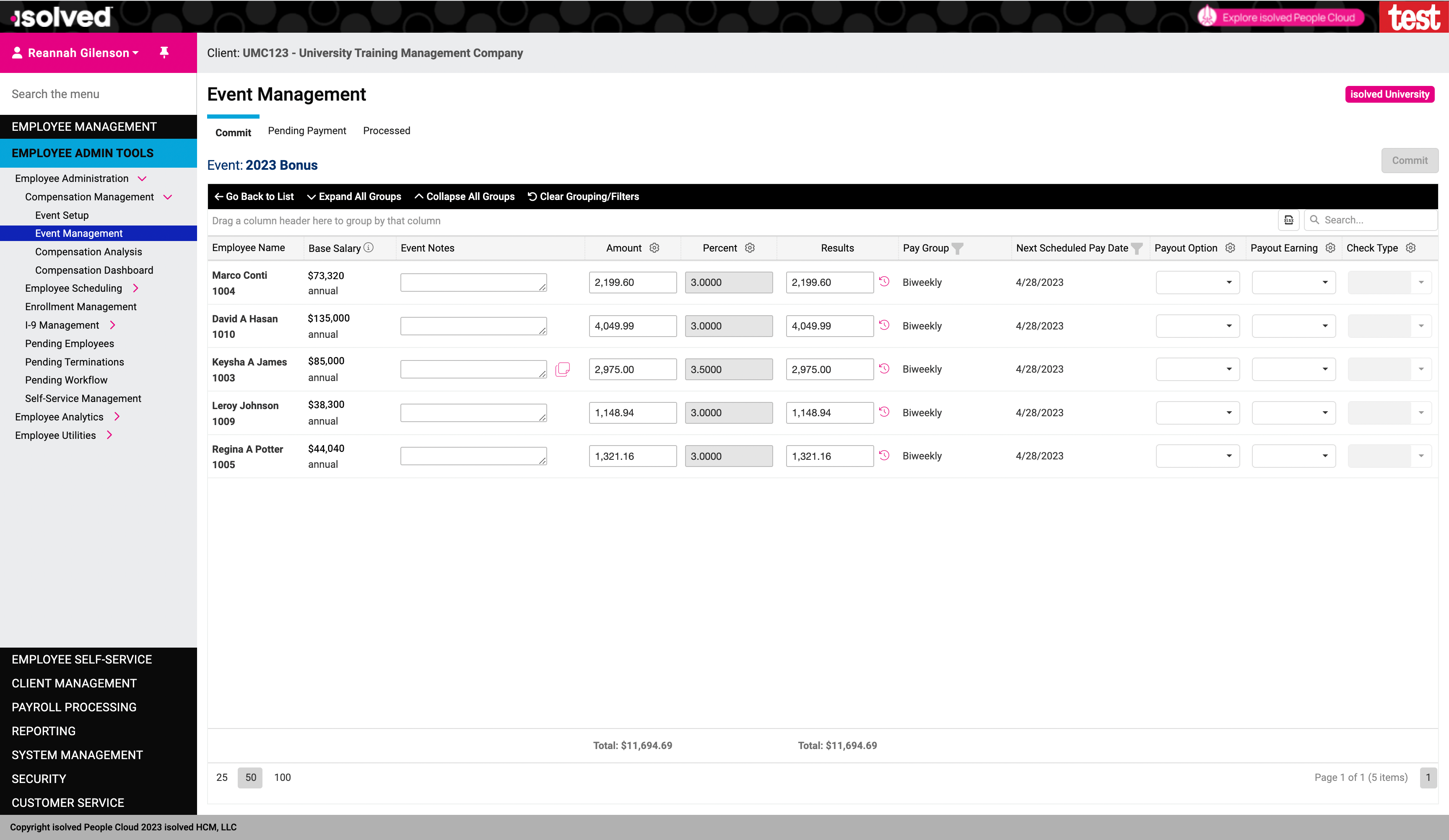 Compensation Management - Event Management